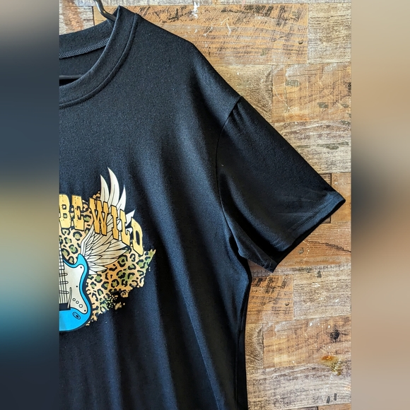 NWT Boho "Born To Be Wild" Guitar Graphic Black Tee - Picture 5 of 15